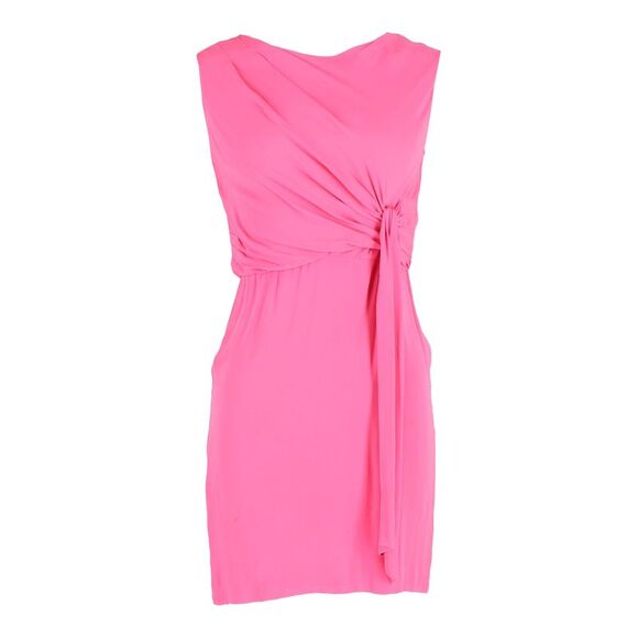 Diane Von Furstenberg Draped Front Tie Detail Dress in Pink Silk